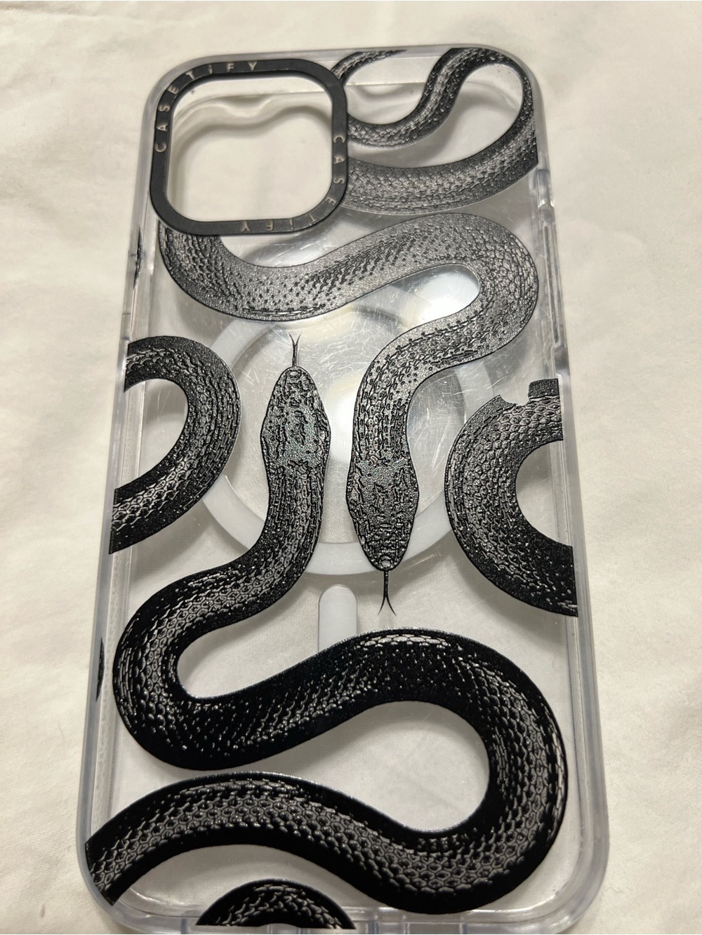 Casetify Clear Impact Case with Black King Snake Motif Graphic